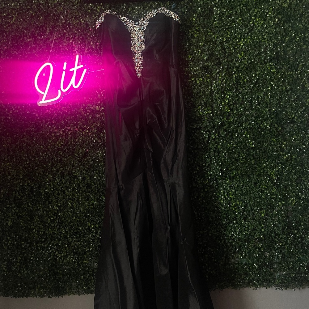 Black Prom dress with sequin and open back section